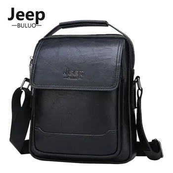 

JEEP BULUO Brand Leather Shoulder Bag for Men Travel Business Messenger Bags Man Light Sling Pack for Phone Waterproof Handbag