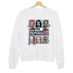 Толстовка на Хэллоуин с надписью «Psycho», водолазка, топы, пуловер, белые толстовки, женские толстовки, Повседневная зимняя женская