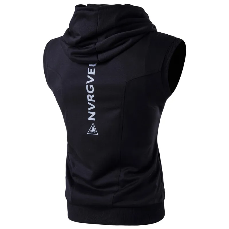 AliExpress партии, западный стиль, косая молния, с капюшоном, с принтом кожи, спортивный жилет для фитнеса Mj01
