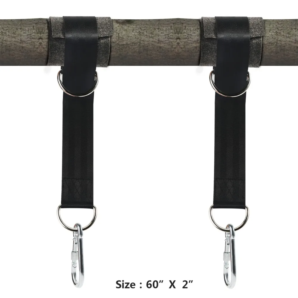 

2pcs/lot 1.5M Tree Swing Straps Hanging Kit Hammock Straps Belt Heavy Duty Safety Carabiners Hooks Camping Hammock Accessories