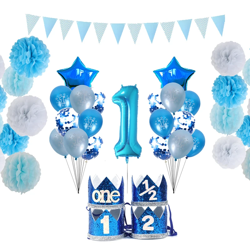 Décoration d'anniversaire 1 an garçon bleu 1er anniversaire décoration 1er  anniversaire garçon ballons bleu latex ballon 1er anniversaire anniversaire  enfant décoration pour premier anniversaire garçon décoration de fête  prénatale : : Loisirs