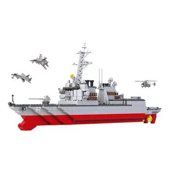 

Sluban 0390 615Pcs Army Navy Destroyer Warship 3D Model Building Blocks education Toys For Children gifts Compatible With Toys