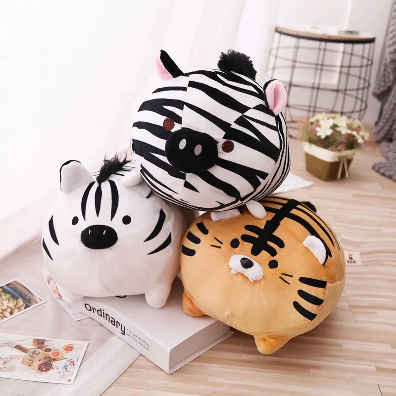 

Tiger Zebra Boar Plush Toy Soft Pillow Round Stuffed Animals Plush Dolls Baby Toys For Children Gifts Sleeping Plush Pillow