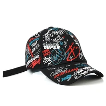 Америка Летняя мода Молодежная мужская и женская хип хоп Snapback граффити солнце бейсбольныей козырек шапки, белые