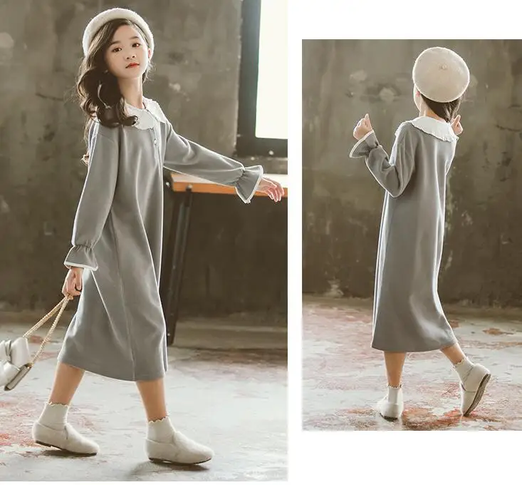 10.9th Girls'long casual dress Korean loose kid dress Size 110-150cm Kids Clothing Autumn Good quality New Arrival