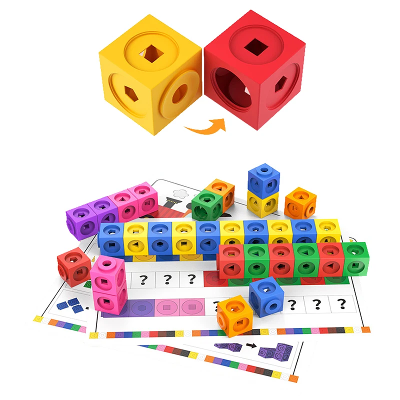 Montessori Math Toys 10 Colors Rainbow Link Cubes Snap Blocks Stacking Game Educational Learning Toys For Children Diy 3D Puzzle 3