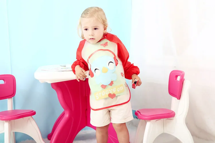 Детская верхняя одежда с длинными рукавами, водонепроницаемая детская одежда для еды детский нагрудник-нагрудник для рисования от 1 до 3 лет