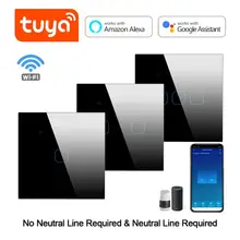 Inteligentny przełącznik WIFI Tuya APP pilot działa z Alexa Google Home AC220V przełącznik dotykowy do światła LED nie wymaga przewodu neutralnego