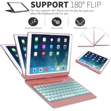 360 Вращающийся беспроводной Чехол для клавиатуры Smart Folio задняя крышка с подсветкой для iPad 10,2 PR распродажа