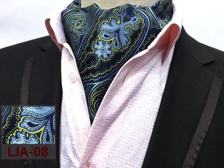 Dropshipping Fashion Men's Ascot Blue Paisley Cravat Tie mens grey scarf