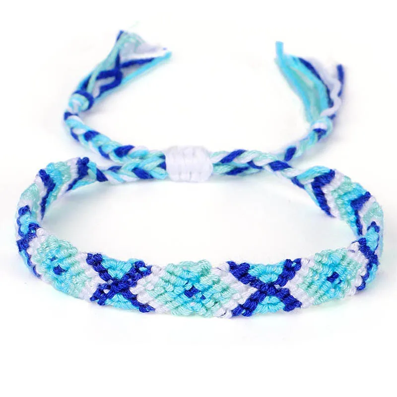 Boho сглаза X Крест четыре призматические тканый браслет дружбы для женщин и мужчин богемная Мода Вышивка шнур ручной узел ювелирные изделия подарок