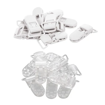 

20Pcs Baby Kids T-Shape Plastic Pacifier Clips Soother Dummy Style Badge Holder Transparent & White