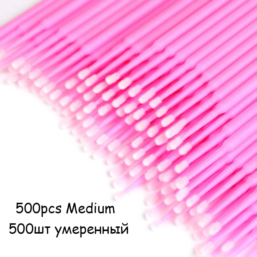 Микро Кисти для макияжа, 500 шт., ресницы для наращивания, клей для ресниц, инструмент для очистки отдельных ресниц, инструменты для удаления ресниц, Аппликаторы - Цвет: 500pcs Pink