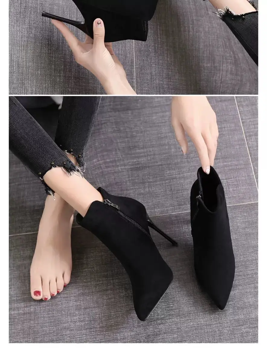 Sexy Martin boots women's autumn 2021 new net red skinny boots pointed high heels fashion short boots stiletto