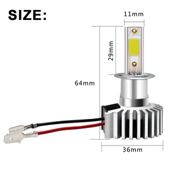 

1 Pair Auto Super Bright White H3 6000K 60W 8000LM LED Headlight Fog Lights Set