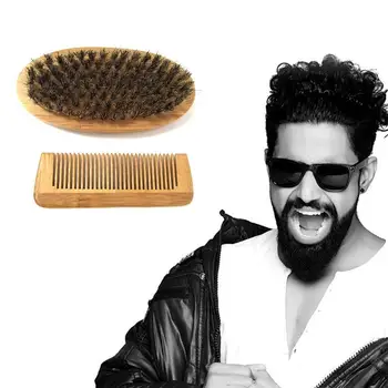 

1pcs Beard Brush Boar Comb Bristle For Men's Mustache Cleaning Massage With Brush Shaving Comb Beech Hair Face Comb L2T8