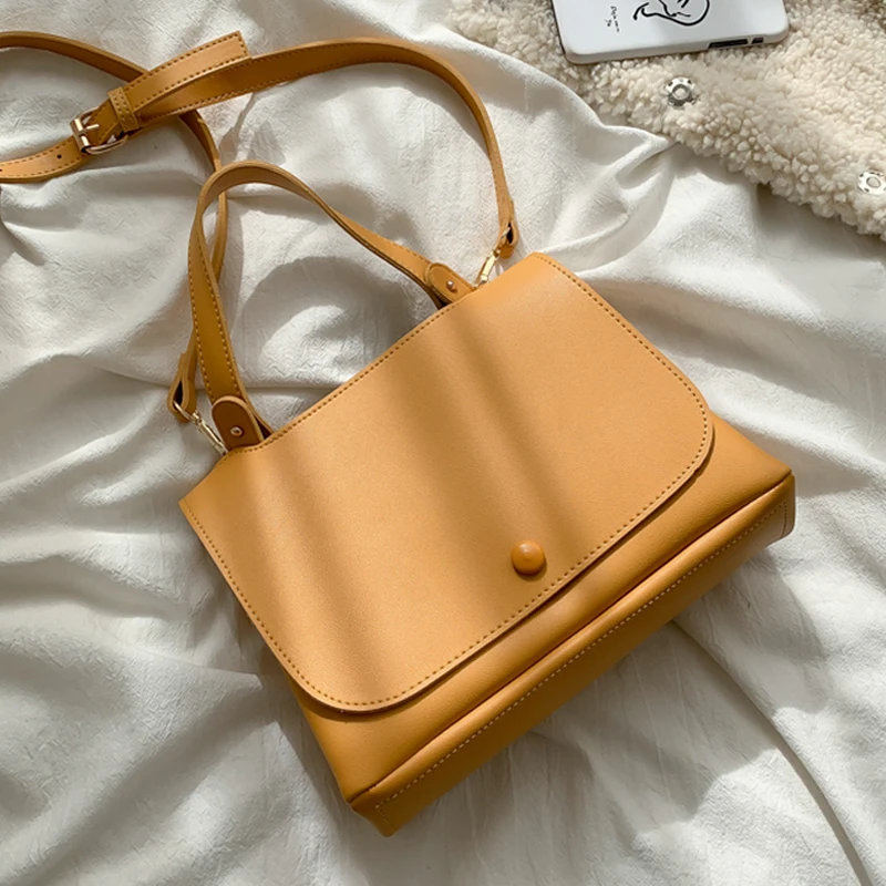 

MONNET CAUTHY Winter New Female Totes Concise Leisure Fashion Handbags Solid Color Yellow Black Brown Khaki Chic Crossbody Bags