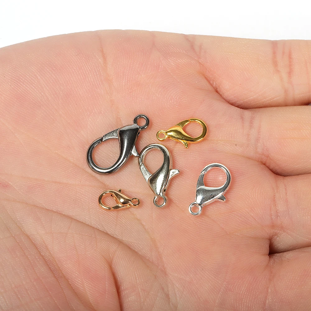100pcs Lobster Clasps for Bracelets Necklaces DIY Hooks Chain Closure Accessories for Jewelry Making Findings Wholesale