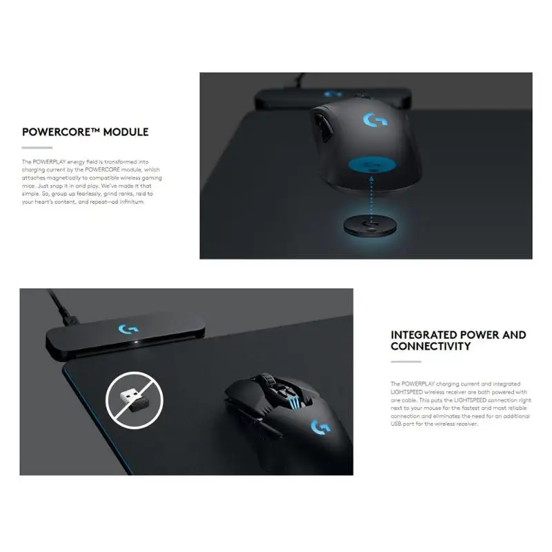 Logitech G PowerPlay RGB беспроводной зарядный коврик для мыши для G703 Hero/G903