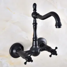 

Black Oil Rubbed Bronze Bathroom Kitchen Sink Faucet Mixer Tap Swivel Spout Wall Mounted Two Handles mnf855