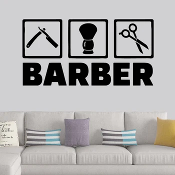 

Colorful Barber Wall Stickers For Haircut Art Wall Decal Mural Baber Shop Wall Decor Sticker Barber Hairstyle Decals WL389