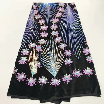

New Lace Fabric Velvet Lace Fabric Embroidery nigerian Lace Fabric 2019 High Quality Lace Wedding Sequins African lace Fabric