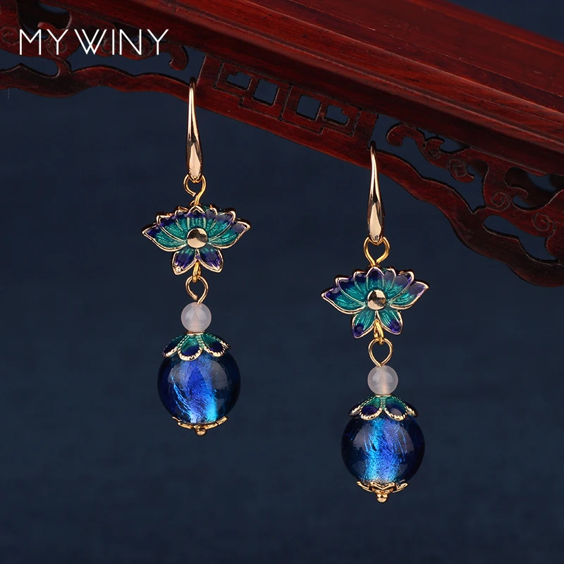 MYWINY новые модные ювелирные украшения медные цветы серьги для женщин китайские
