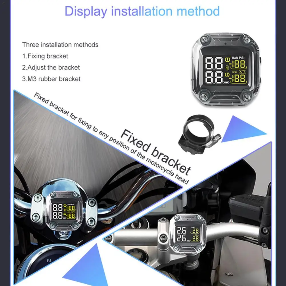 TPMS для монитора системы контроля давления в шинах мотоцикла реальный временной двигатель TPMS экономит топливо ЖК-дисплей автоматический сигнал о падении давления в шине системы