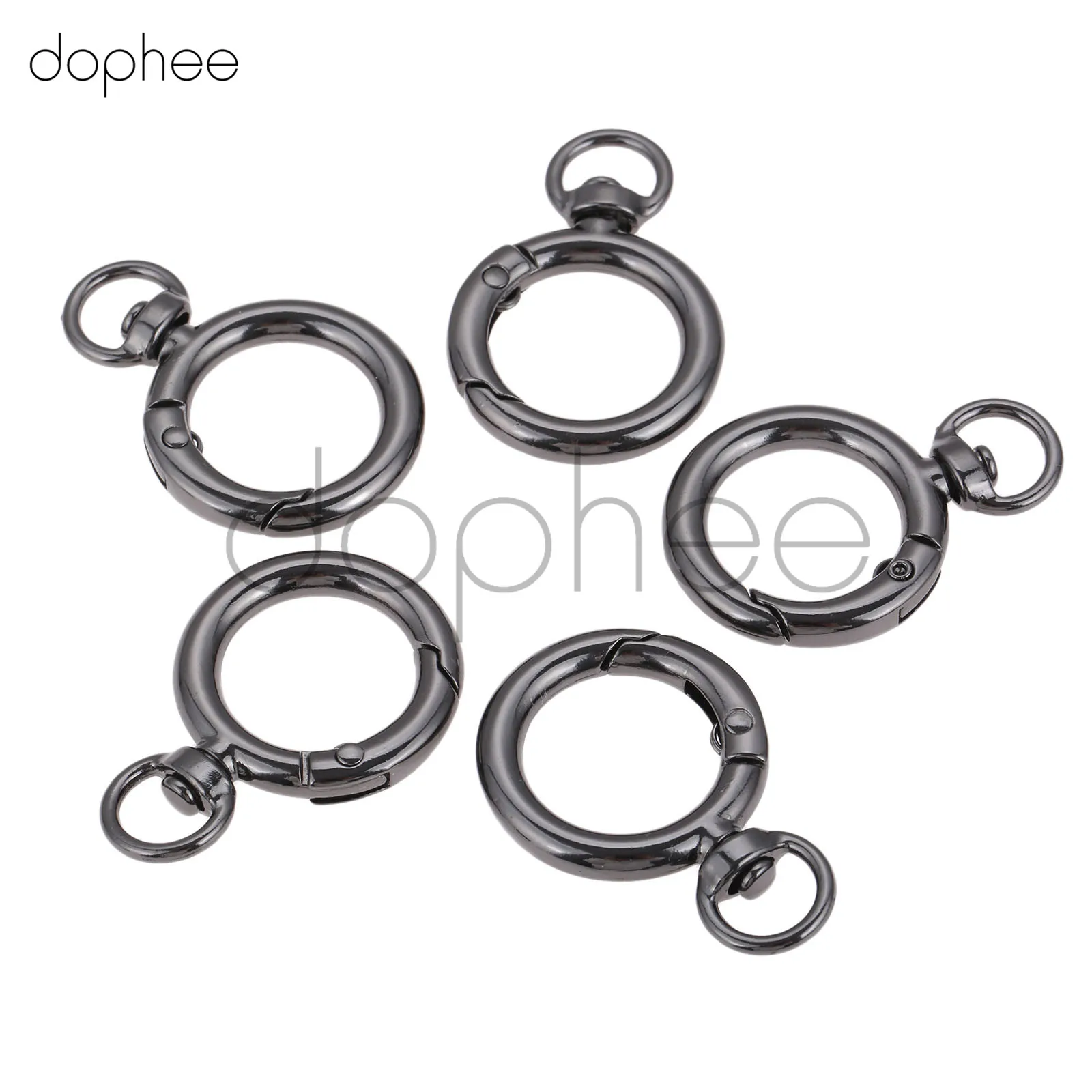 Dophee 5 шт. 19 мм круглый металлический чемодан сумка застежка-карабин DIY швейный брелок для ключей ручной работы кнопки кольцевые прокладки аксессуары - Цвет: 19 mm  Gun Black