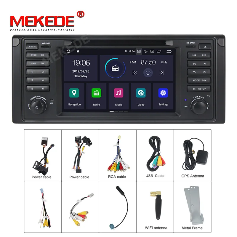 Top MEKEDE PX5 7"HD IPS 8 Core Android 9.0 GPS Navigation Car DVD Player for BMW E39 5 Series/M5 1997-2003 with DSP RDS Canbus 2