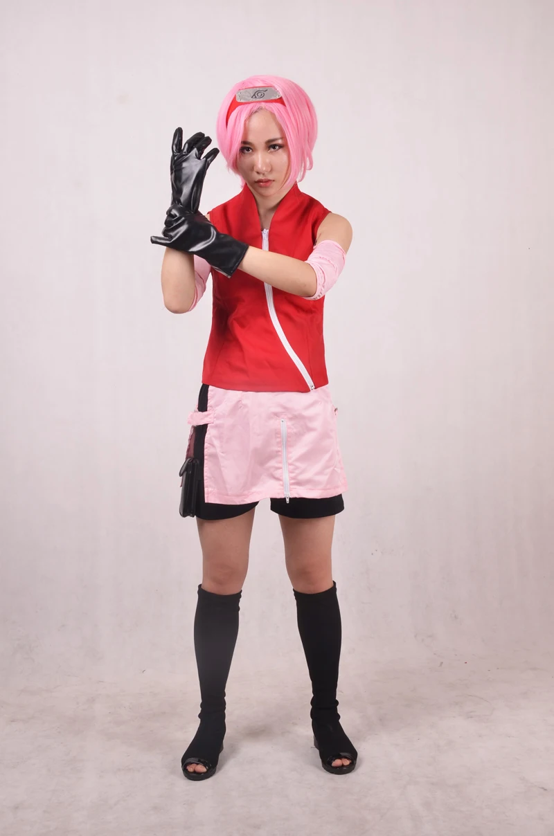 Аниме Naruto Shippuden Sakura Haruno костюм для косплея Сексуальная Красная Боевая форма