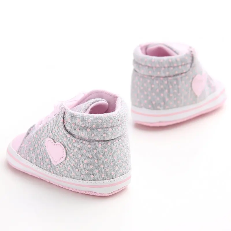 Ботинки для новорожденных девочек; Осенняя обувь в горошек с сердечками на шнуровке; кроссовки для малышей; Классическая Повседневная обувь;# E