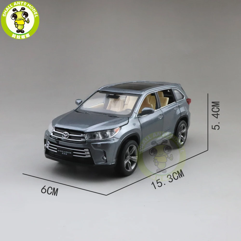 1/32 JACKIEKIM Highlander SUV Diecast Metal Model CAR Toys for kids children Sound Lighting Pull Back gifts - Цвет: Gray(no box)