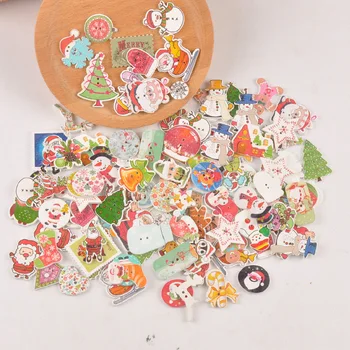 

100 capsules / pack mixed cartoon Christmas snowman tree and other festive decoration buckle