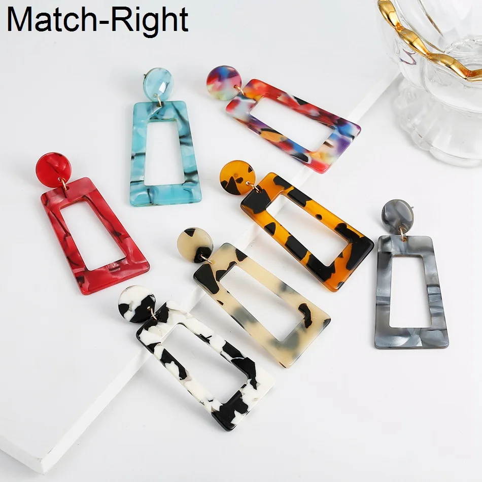 Женские массивные большие геометрические акриловые серьги Match Right длинные