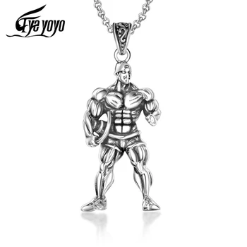 

EyeYoYo Men Gym Bodybuilder Pendant Necklace Muscle Fitness Expert Sports Necklace
