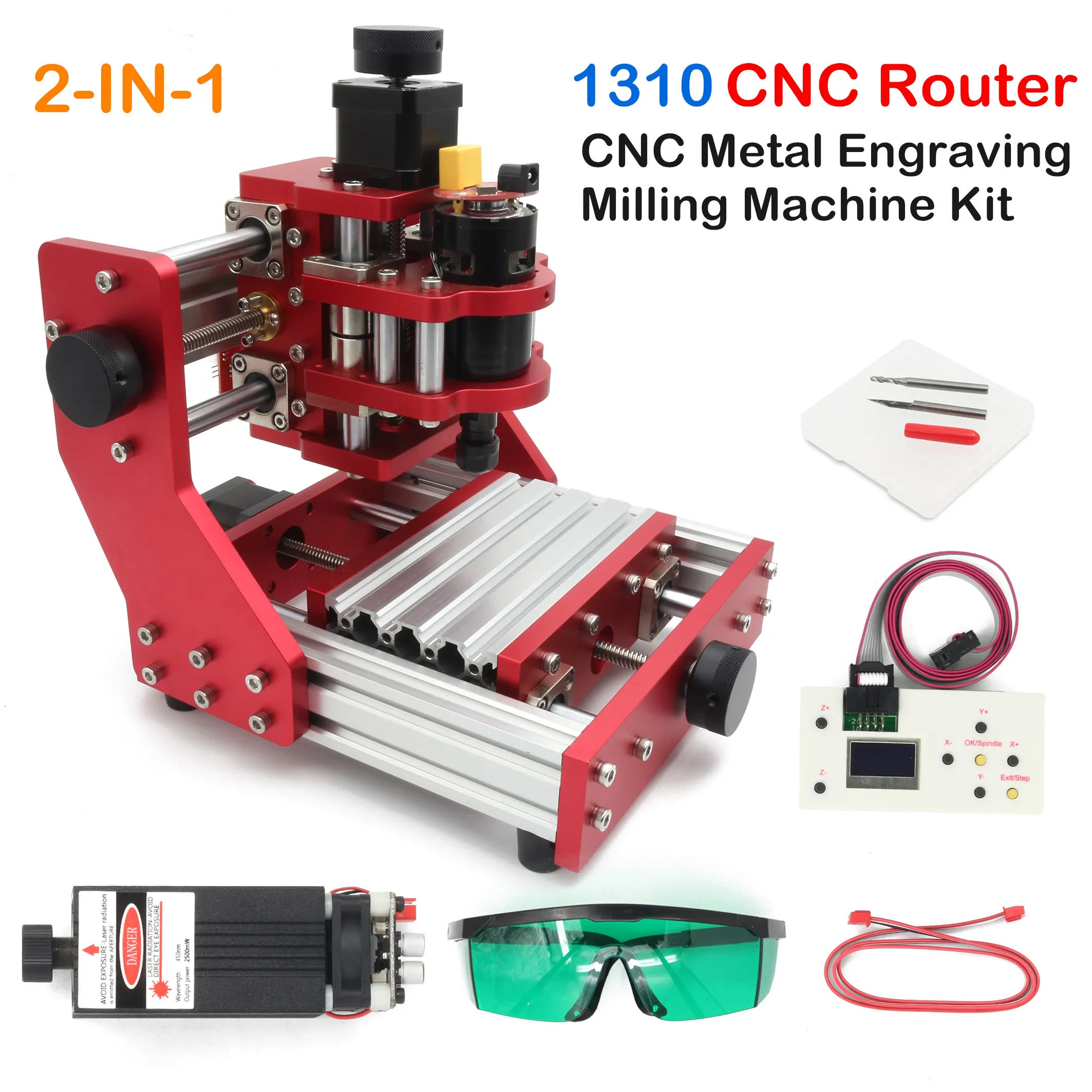 

1W 2.5W 5.5W Laser Tube 1310 Laser Engraving Machine with ER11 Collet CNC Metal Engraving Milling Machine Kit PCB Wood Milling