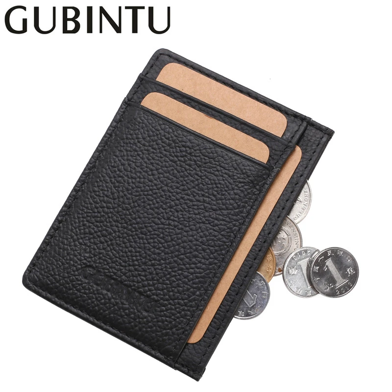 

GUBINTU 2019 Men's Creative Card Case Solid Color Multi-card Bag Simple Bus Card Case Casual Practical Free Shipping Cow Leather