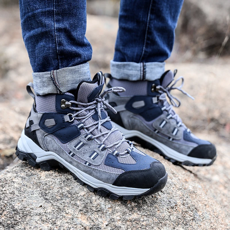 HUMTTO Waterproof Hiking Boots Breathable Leather Trekking Shoes for Men Sport Mountain Hunting Outdoor Climbing Sneakers Mens