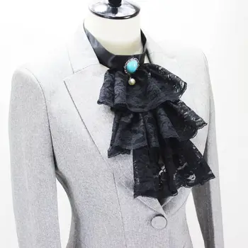 

Tri-layer Ruffles Wave Lace Fake Collar Imitation Diamond Necklace Choker Tie