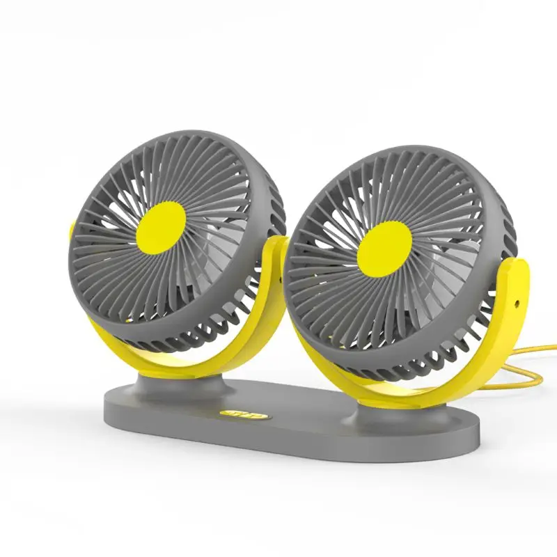 

5V USB Fan 360° Rotatable Dual Head 3 Speeds Adjustable Dashboard Auto Car Fan U1JE
