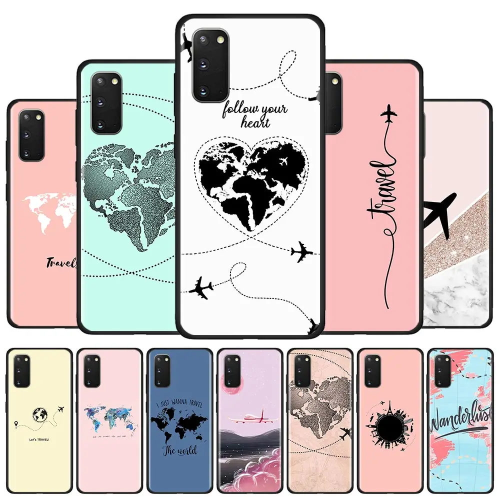 World Map Travel Airplane Silicone Case For Samsung Galaxy S20 Ultra S10e S10 5G S20 Plus S8 S9 Plus S7 Edge Back Cover Couqe World Map Travel Airplane Silicone Case For Samsung Galaxy S20 Ultra S10e S10 5G S20 Plus S8 S9 Plus S7 Edge Back Cover Couqe