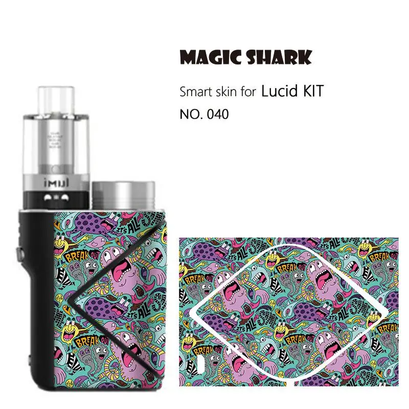 Magic Shark Cool PVC Leopard Skull Graffiti Sticker Case Vape Pod Cover Full Wrap Film Skin for Geekvape Lucid Kit No Fade - Цвет: 040