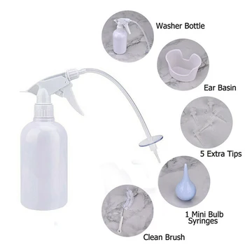 

10pcs Travel Cleaning Bulb Aspirator Hearing Loss Proof Salon Brush Home Disposable Tips Ear Washing Kit Hose Spray Bottle