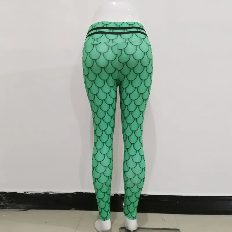 NADANBAO Fashion New Workout Trousers Woemen Seamless Legging for Fitness Green Mermaid Print Legins Elasticity Pants Clothing leggins