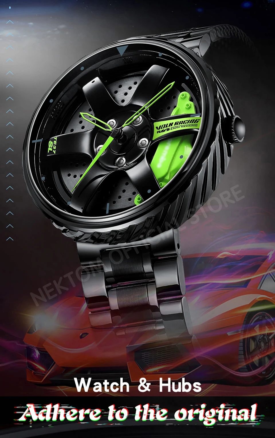 NEKTOM Wheel Rim Hub Watches Men Custom Design Super Car Rim Watch Waterproof TE37 Watch Volk Racing Rays Relogio Masculino