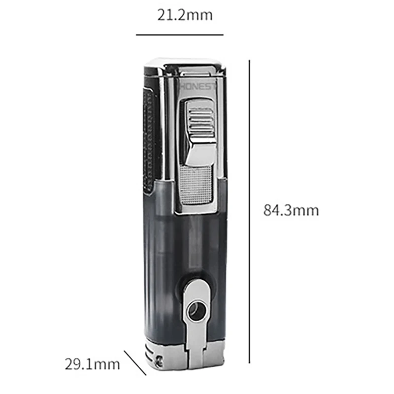 Надувной бутановый газовый прикуриватель, металлический ветрозащитный фонарь, зажигалка для струи бензина для сигар, тройное пламя 1300 C, гаджеты для мужчин