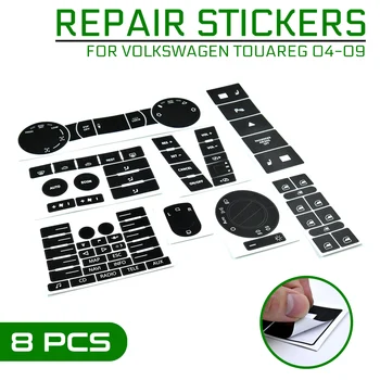 

8pcs Car Stickers Car Steering Wheel Headlight Climate Switch Worn Button Stickers Decals For VW For Volkswagen Touareg 04-09