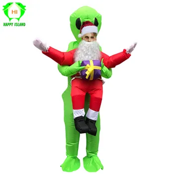 

Inflatable Christmas Santa Claus Cosplay Adult Funny Explosion Christmas Green Alien Halloween Party Costume for Adult Men Women