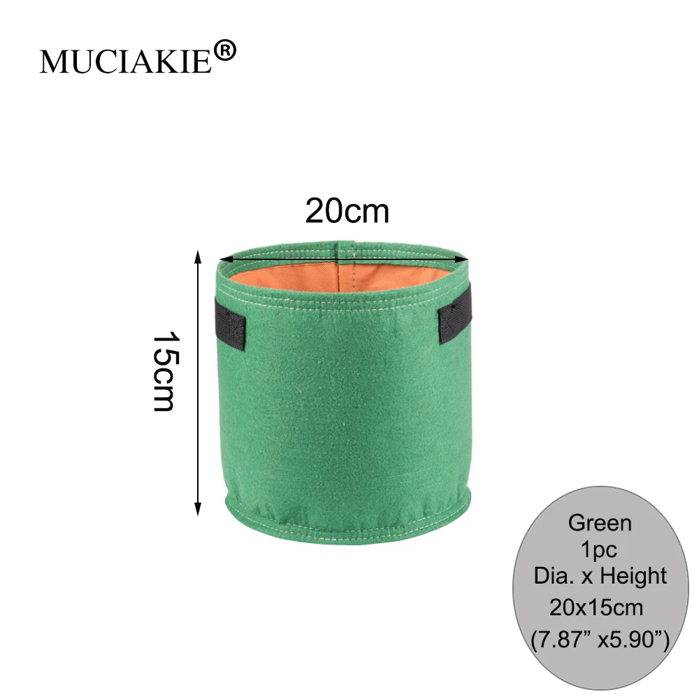 MUCIAKIE, 1 шт., 20x15 см, 2 галлона, войлочная сумка для посадки, мешок для деревьев, водонепроницаемый мешок для роста растений, горшок для рассады